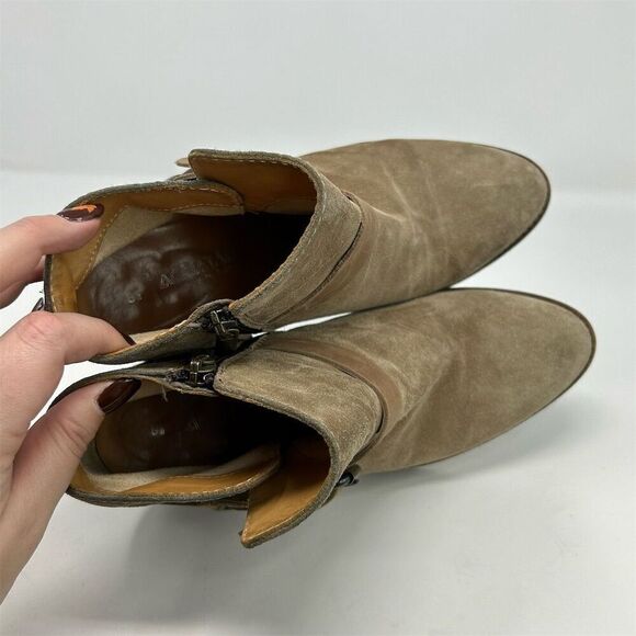 Aquatalia Women's Beige Light Brown Suede Ankle Boots Size 8.5 High Heel - Picture 12 of 13